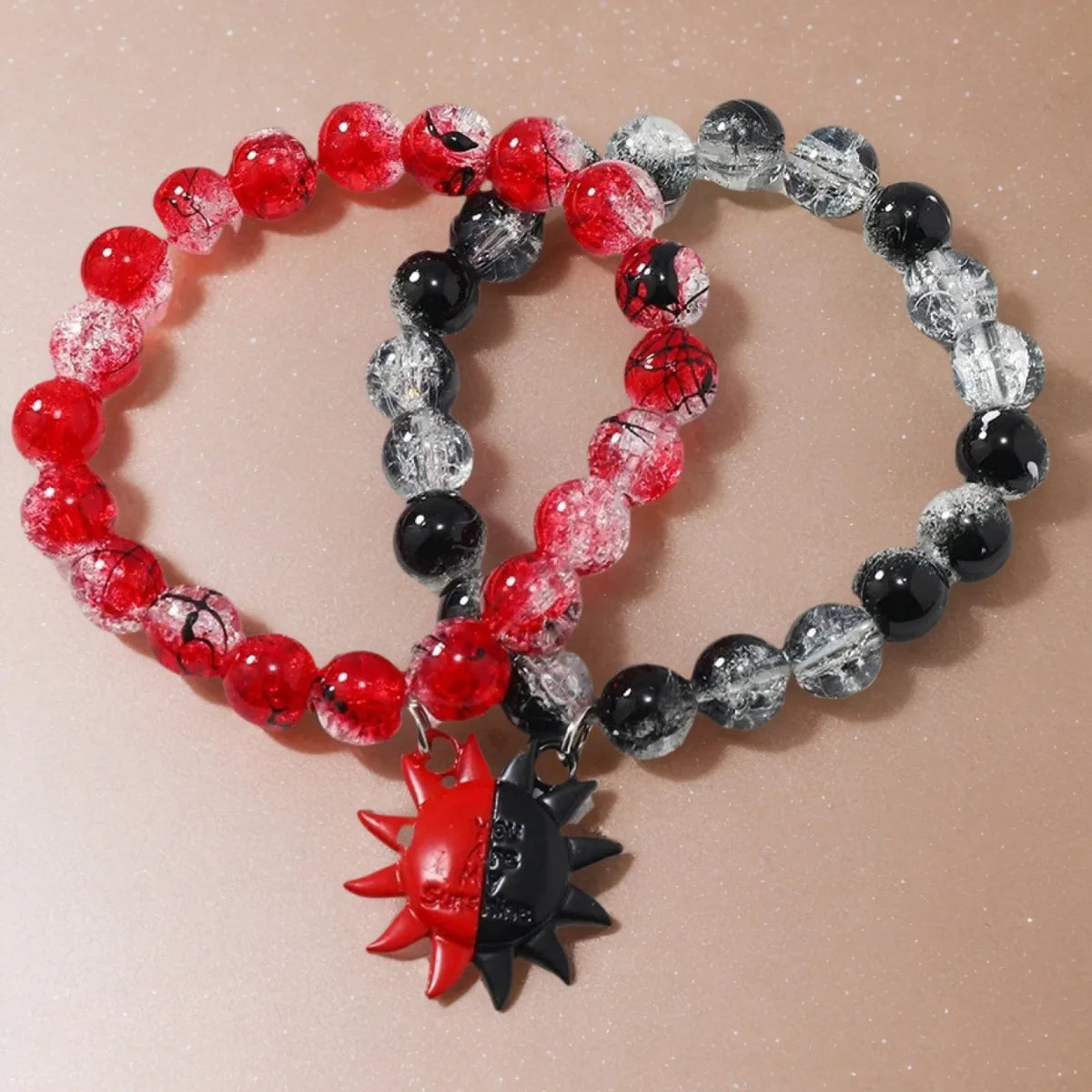 Couple Bracelet - 10mm Handmade Magnetic Heart  Broken Glass Beads - ZOOMNSTORE