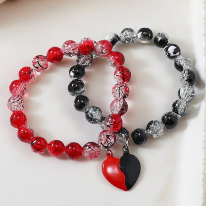 Couple Bracelet - 10mm Handmade Magnetic Heart  Broken Glass Beads - ZOOMNSTORE