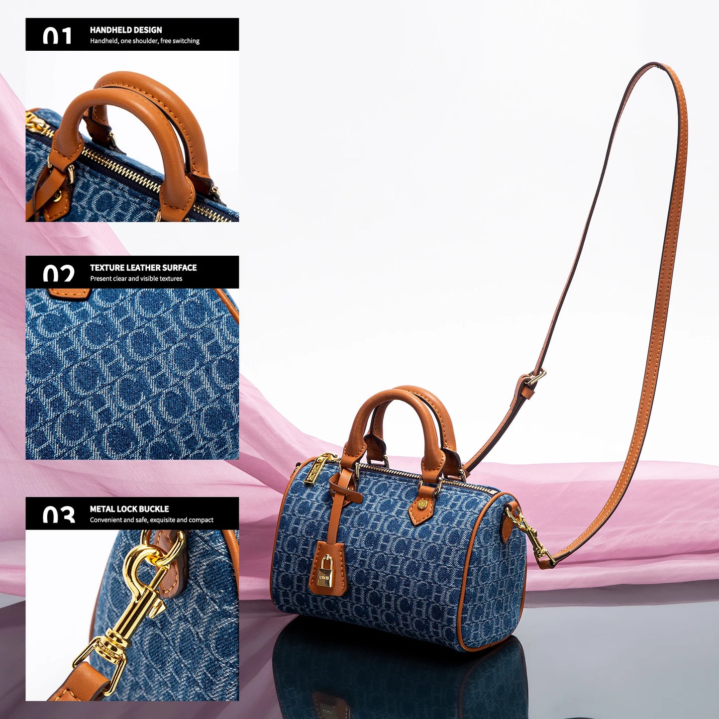 Cowboy Splicing Pillow Bag - Casual Womens Shoulder Handbag 2025 - ZOOMNSTORE