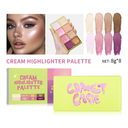 Cream Makeup Palette - 8 Colors Highlight Makeup Set | Bronzer Highlighter Kit, Long Lasting Brighten Skin - ZOOMNSTORE