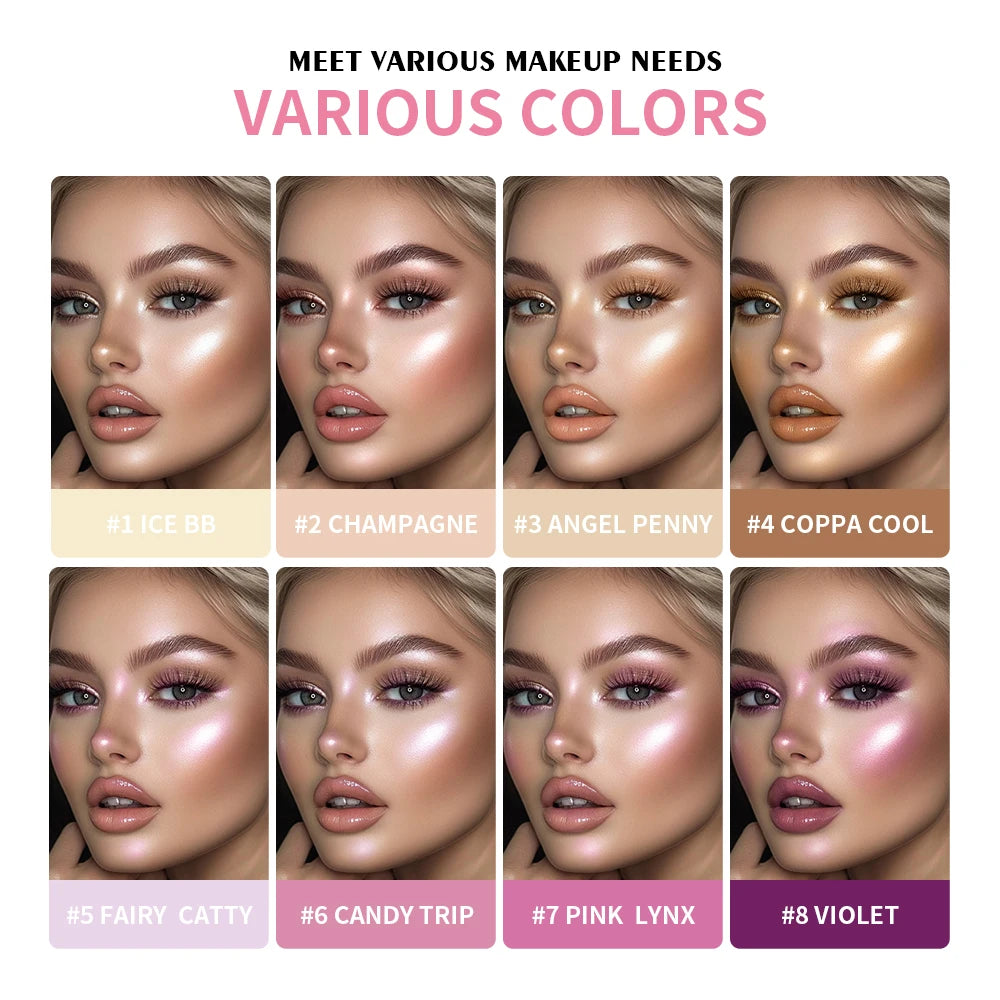 Cream Makeup Palette - 8 Colors Highlight Makeup Set | Bronzer Highlighter Kit, Long Lasting Brighten Skin - ZOOMNSTORE
