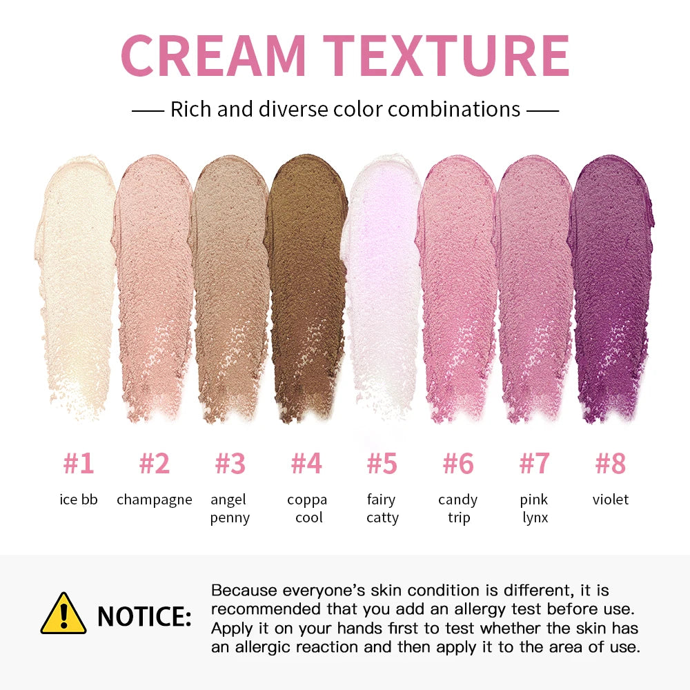 Cream Makeup Palette - 8 Colors Highlight Makeup Set | Bronzer Highlighter Kit, Long Lasting Brighten Skin - ZOOMNSTORE