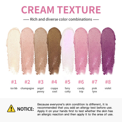 Cream Makeup Palette - 8 Colors Highlight Makeup Set | Bronzer Highlighter Kit, Long Lasting Brighten Skin - ZOOMNSTORE