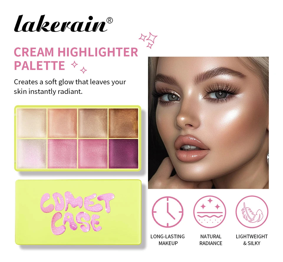 Cream Makeup Palette - 8 Colors Highlight Makeup Set | Bronzer Highlighter Kit, Long Lasting Brighten Skin - ZOOMNSTORE