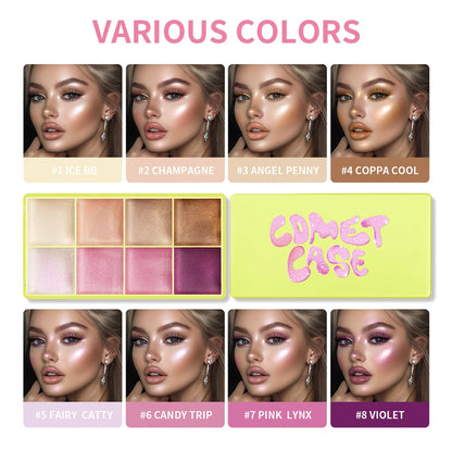 Cream Makeup Palette - 8 Colors Highlight Makeup Set | Bronzer Highlighter Kit, Long Lasting Brighten Skin - ZOOMNSTORE
