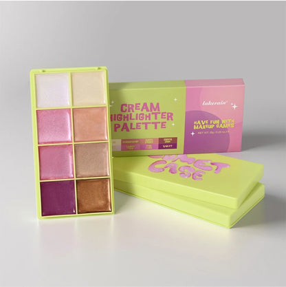 Cream Makeup Palette - 8 Colors Highlight Makeup Set | Bronzer Highlighter Kit, Long Lasting Brighten Skin - ZOOMNSTORE