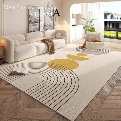 Cream Style Carpet | Modern Striped Area Rug - Non Slip Mat for Living Room - ZOOMNSTORE
