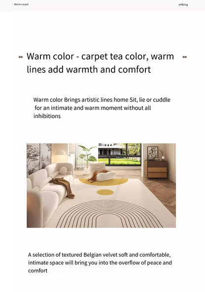 Cream Style Carpet | Modern Striped Area Rug - Non Slip Mat for Living Room - ZOOMNSTORE