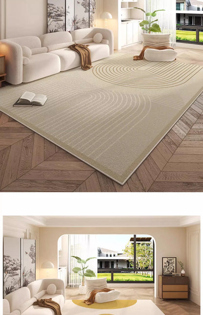 Cream Style Carpet | Modern Striped Area Rug - Non Slip Mat for Living Room - ZOOMNSTORE