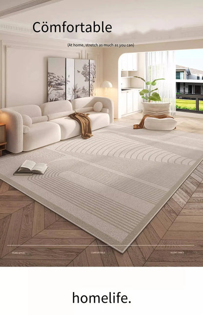 Cream Style Carpet | Modern Striped Area Rug - Non Slip Mat for Living Room - ZOOMNSTORE