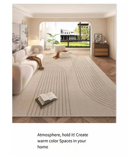 Cream Style Carpet | Modern Striped Area Rug - Non Slip Mat for Living Room - ZOOMNSTORE