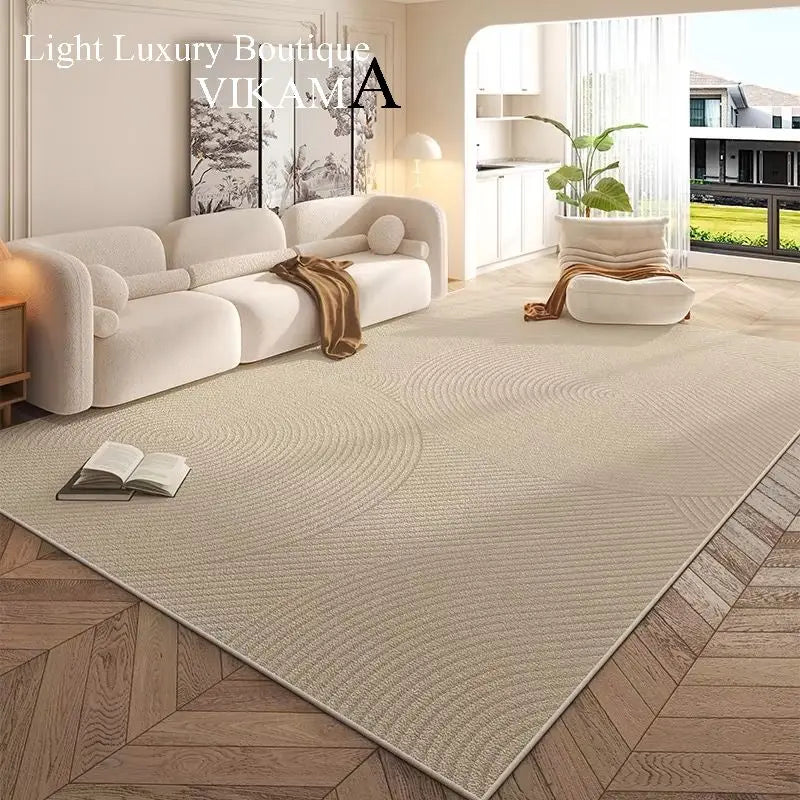 Cream Style Carpet | Modern Striped Area Rug - Non Slip Mat for Living Room - ZOOMNSTORE