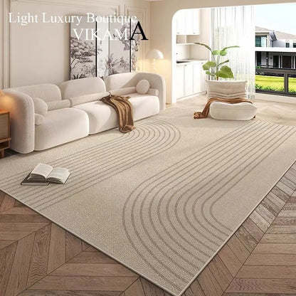 Cream Style Carpet | Modern Striped Area Rug - Non Slip Mat for Living Room - ZOOMNSTORE