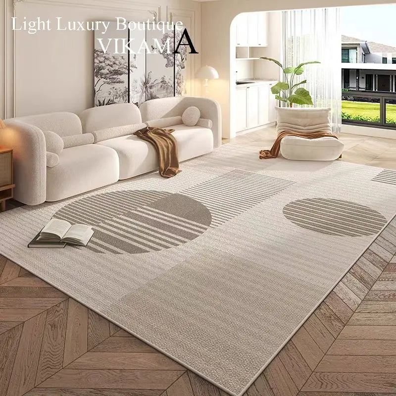 Cream Style Carpet | Modern Striped Area Rug - Non Slip Mat for Living Room - ZOOMNSTORE