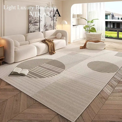 Cream Style Carpet | Modern Striped Area Rug - Non Slip Mat for Living Room - ZOOMNSTORE