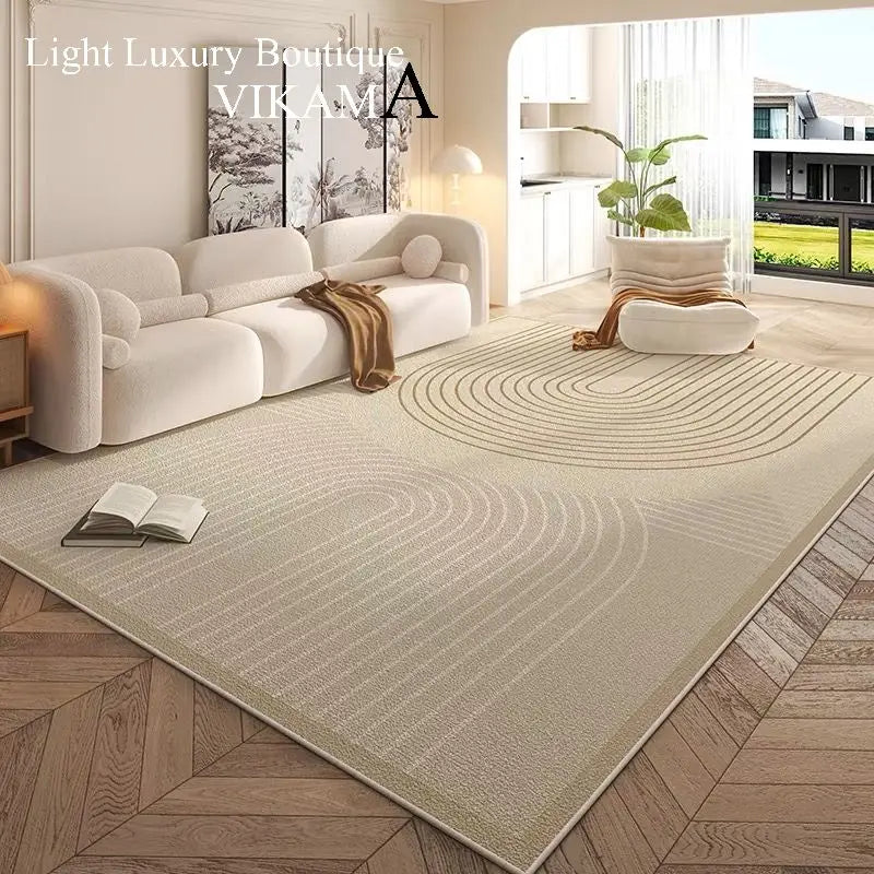 Cream Style Carpet | Modern Striped Area Rug - Non Slip Mat for Living Room - ZOOMNSTORE