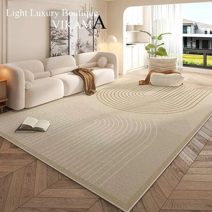 Cream Style Carpet | Modern Striped Area Rug - Non Slip Mat for Living Room - ZOOMNSTORE