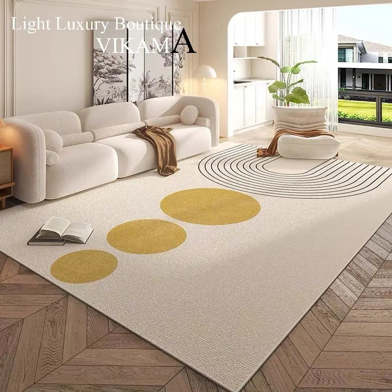 Cream Style Carpet | Modern Striped Area Rug - Non Slip Mat for Living Room - ZOOMNSTORE