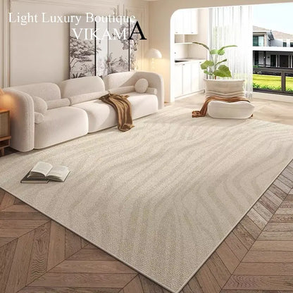 Cream Style Carpet | Modern Striped Area Rug - Non Slip Mat for Living Room - ZOOMNSTORE
