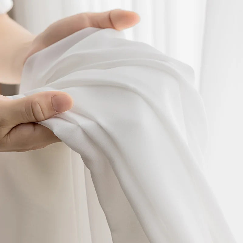 Elegant Cream White Tulle Curtains - Soft Sheer Voile for Living Room  Bedroom Decor - ZOOMNSTORE