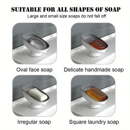 1pc Creative Soap Dish, Drain Soap Tray, Soap Holder With Suction Cup, Soap Rack For  Bathroom Accessories - ZOOMNSTORE