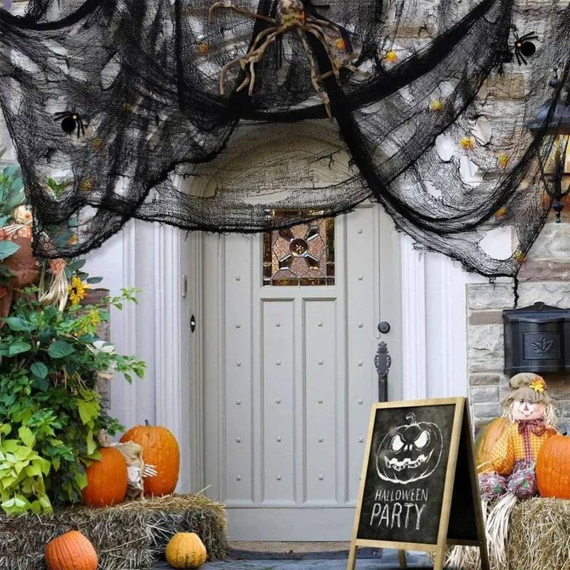 Creepy Bloody Black Gauze Cloth - Halloween Decoration Fabric for Parties and Yards - ZOOMNSTORE