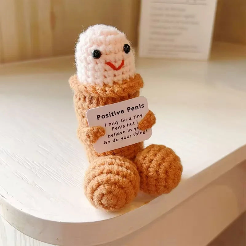 Crochet Doll - Cute Handmade Yarn Toy With Positive Message Card & Emotional Support - ZOOMNSTORE