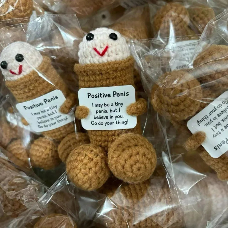 Crochet Doll - Cute Handmade Yarn Toy With Positive Message Card & Emotional Support - ZOOMNSTORE