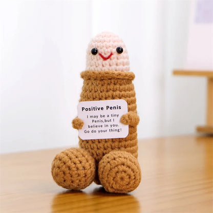 Crochet Doll - Cute Handmade Yarn Toy With Positive Message Card & Emotional Support - ZOOMNSTORE