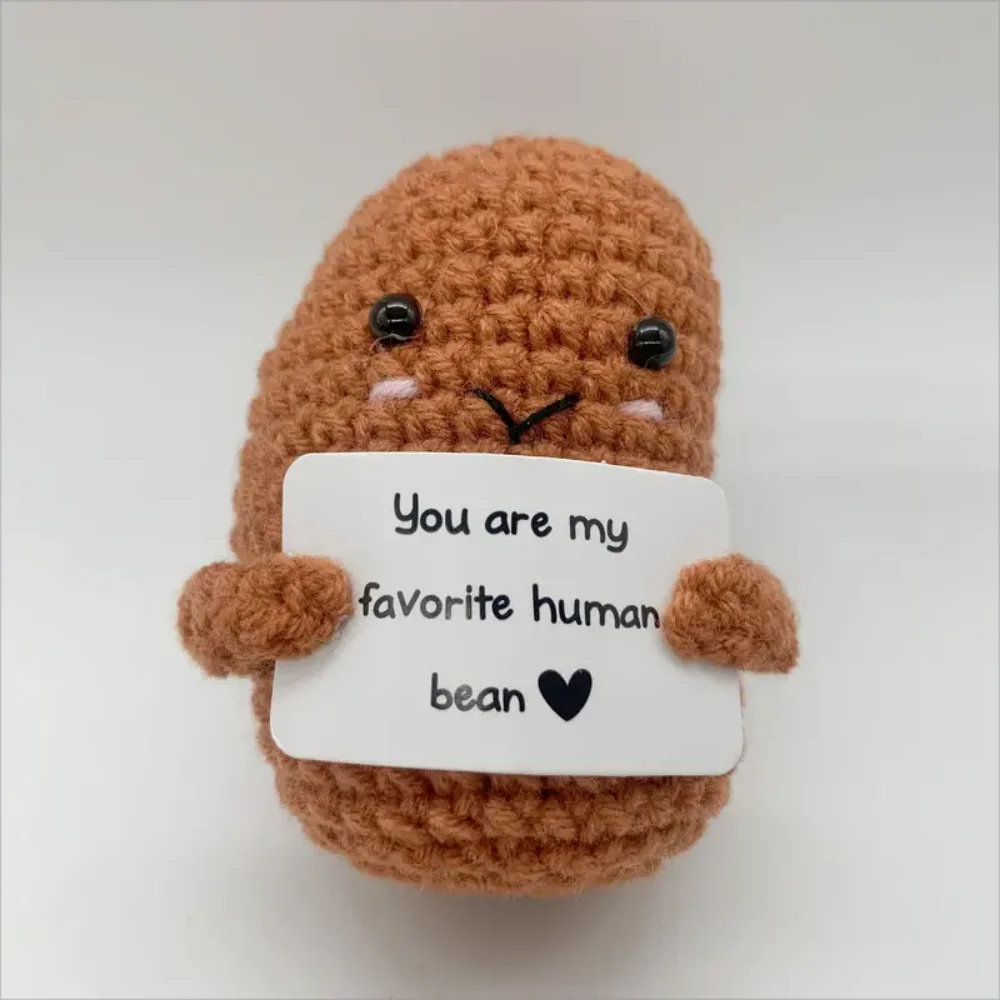 Crochet Doll - Cute Handmade Yarn Toy With Positive Message Card & Emotional Support - ZOOMNSTORE