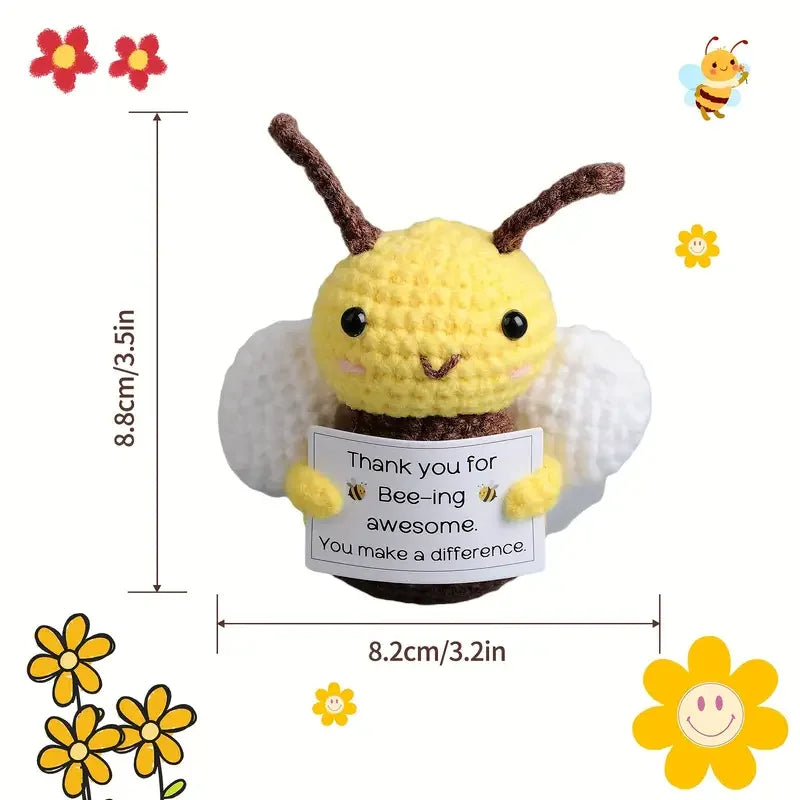 Crochet Doll - Cute Handmade Yarn Toy With Positive Message Card & Emotional Support - ZOOMNSTORE