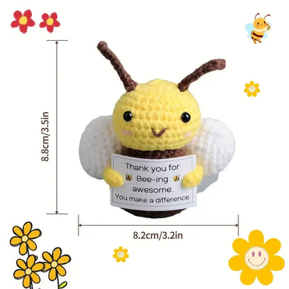 Crochet Doll - Cute Handmade Yarn Toy With Positive Message Card & Emotional Support - ZOOMNSTORE
