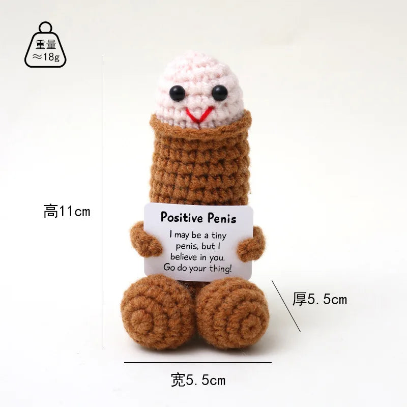 Crochet Doll - Cute Handmade Yarn Toy With Positive Message Card & Emotional Support - ZOOMNSTORE