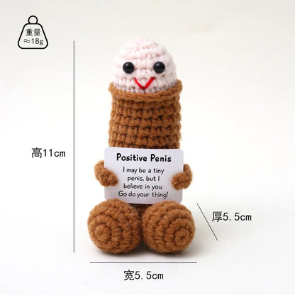Crochet Doll - Cute Handmade Yarn Toy With Positive Message Card & Emotional Support - ZOOMNSTORE