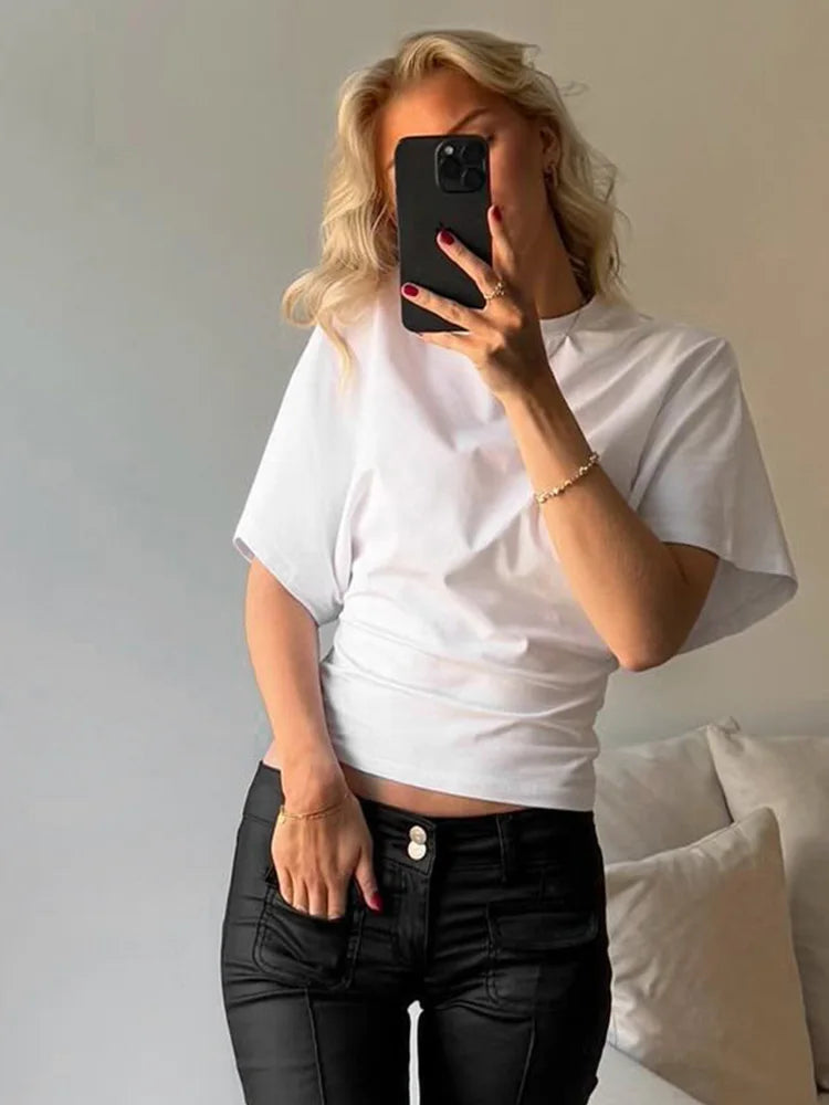 Cropped Gray T-Shirt - Casual O-neck Corset Top for Women - ZOOMNSTORE