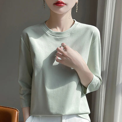 Cropped Mercerized Cotton T-Shirt - 100 Cotton Short Sleeve for Spring  Summer 2023 - ZOOMNSTORE