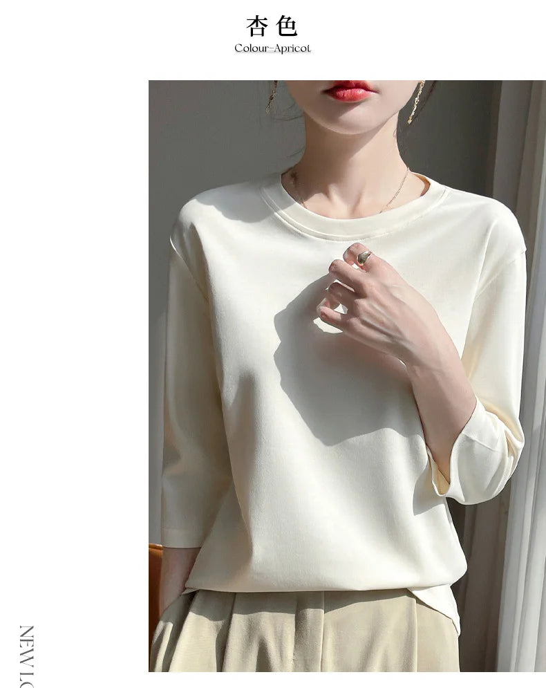 Cropped Mercerized Cotton T-Shirt - 100 Cotton Short Sleeve for Spring  Summer 2023 - ZOOMNSTORE