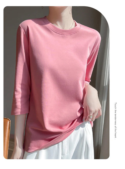Cropped Mercerized Cotton T-Shirt - 100 Cotton Short Sleeve for Spring  Summer 2023 - ZOOMNSTORE