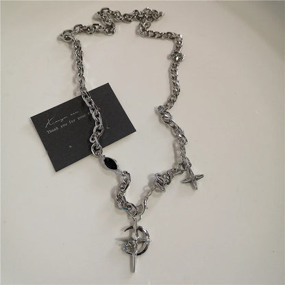 Punk Rock Heart Cross Necklace - Vintage 90s Hip Hop Grunge Accessories for Men  Women - ZOOMNSTORE