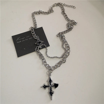 Punk Rock Heart Cross Necklace - Vintage 90s Hip Hop Grunge Accessories for Men  Women - ZOOMNSTORE