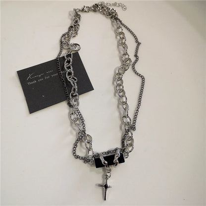 Punk Rock Heart Cross Necklace - Vintage 90s Hip Hop Grunge Accessories for Men  Women - ZOOMNSTORE