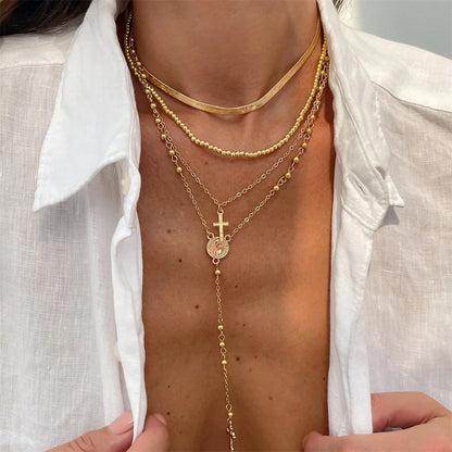 3Pcs Unique Cross Pendant Necklace Set for Women Simple Crystal Necklace Sweater Chain Long Y-shaped Necklace Y2K Party Jewelry - ZOOMNSTORE