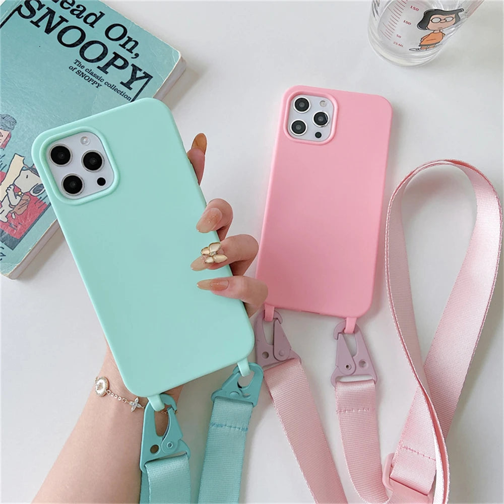Crossbody Lanyard Case for iPhone 14-17 Pro Max - Shockproof Silicone Strap Cover - ZOOMNSTORE