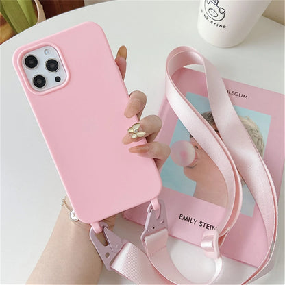 Crossbody Lanyard Case for iPhone 14-17 Pro Max - Shockproof Silicone Strap Cover - ZOOMNSTORE