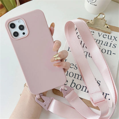 Crossbody Lanyard Case for iPhone 14-17 Pro Max - Shockproof Silicone Strap Cover - ZOOMNSTORE