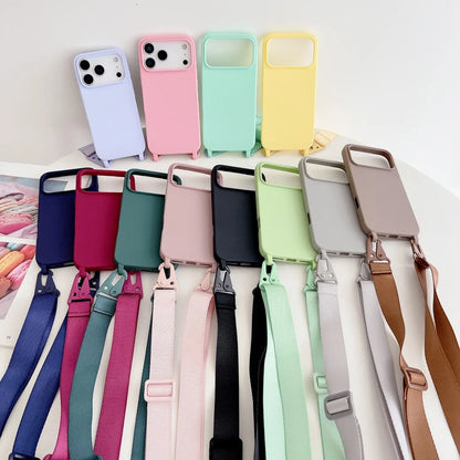 Crossbody Lanyard Case for iPhone 14-17 Pro Max - Shockproof Silicone Strap Cover - ZOOMNSTORE