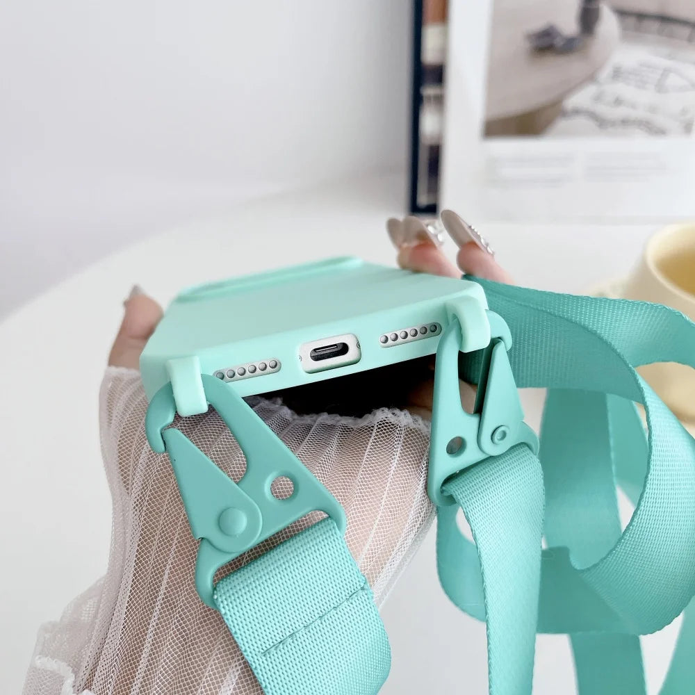 Crossbody Lanyard Case for iPhone 14-17 Pro Max - Shockproof Silicone Strap Cover - ZOOMNSTORE