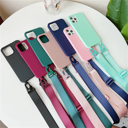 Crossbody Lanyard Case for iPhone 14-17 Pro Max - Shockproof Silicone Strap Cover - ZOOMNSTORE