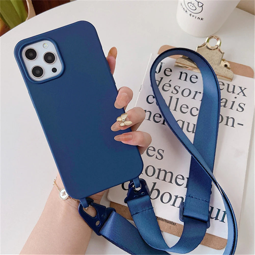 Crossbody Lanyard Case for iPhone 14-17 Pro Max - Shockproof Silicone Strap Cover - ZOOMNSTORE