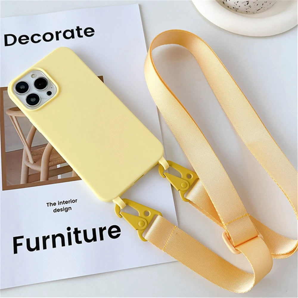 Crossbody Lanyard Case for iPhone 14-17 Pro Max - Shockproof Silicone Strap Cover - ZOOMNSTORE